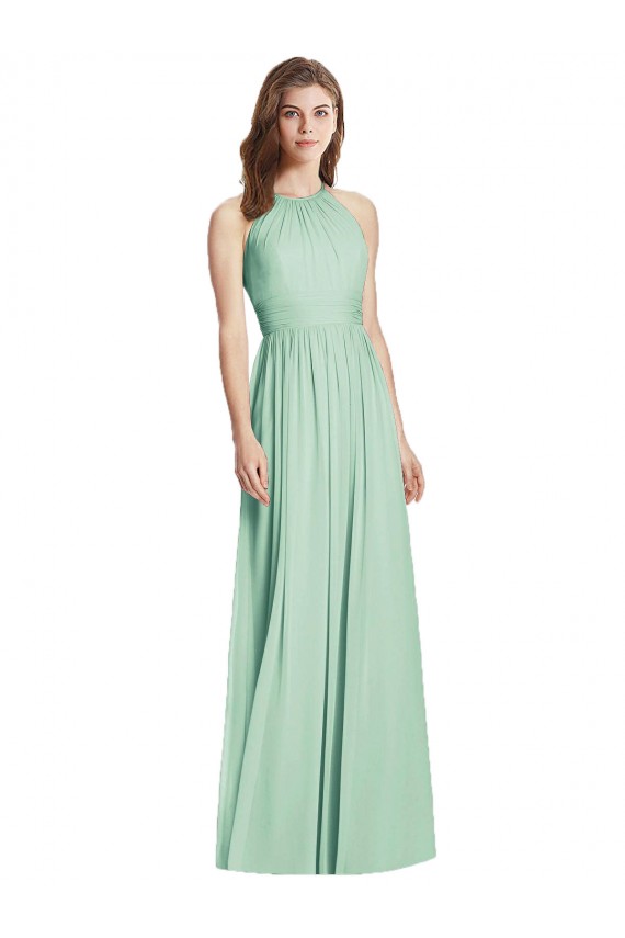 Soft Chiffon A-Line Long Sleeveless Open Back Semi Formal Evening Dress / Bridesmaid Dress Cairns