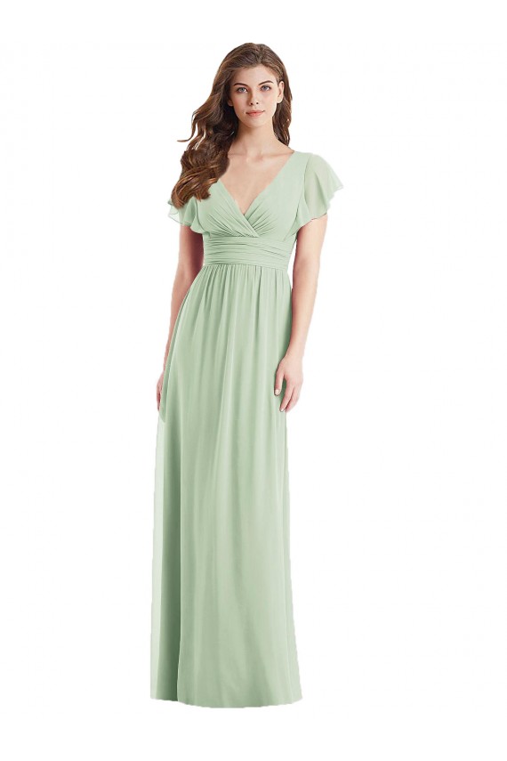 Soft Chiffon Trumpet Long Flutter Sleeves Open Back Bridesmaid Dress Cairns