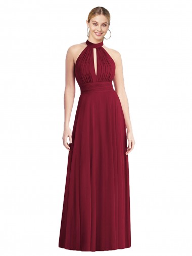 Soft Chiffon A-Line Sleeveless Burgundy Semi Formal Evening Dress / Bridesmaid Dress Cairns