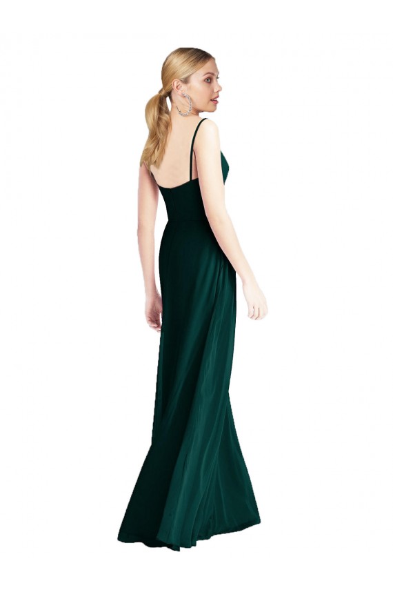 Soft Chiffon A-Line Long Sleeveless Ever Green Low Back Bridesmaid Dress Cairns