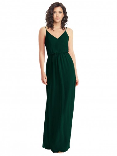 Soft Chiffon A-Line Long Sleeveless Low Back Ever Green Evening Dresses Cairns