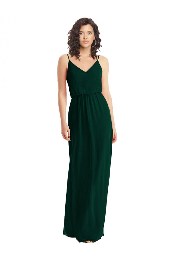 Soft Chiffon A-Line Long Sleeveless Low Back Ever Green Evening Dresses Cairns
