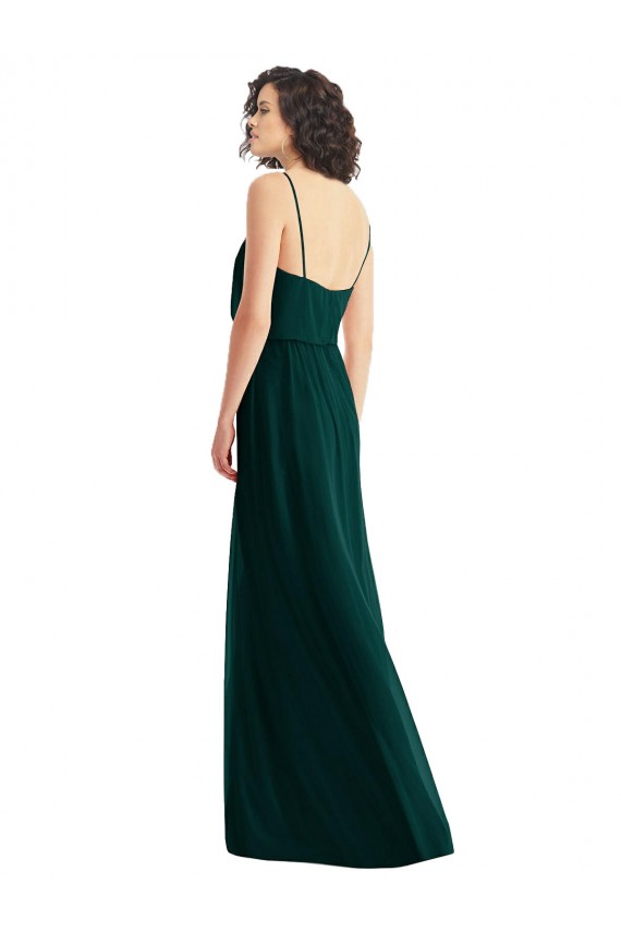Soft Chiffon A-Line Long Sleeveless Low Back Ever Green Evening Dresses Cairns