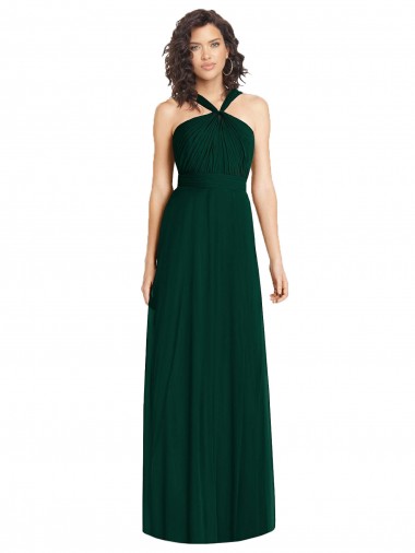 Soft Chiffon A-Line Long Sleeveless Ever Green Bridesmaid Dress Cairns