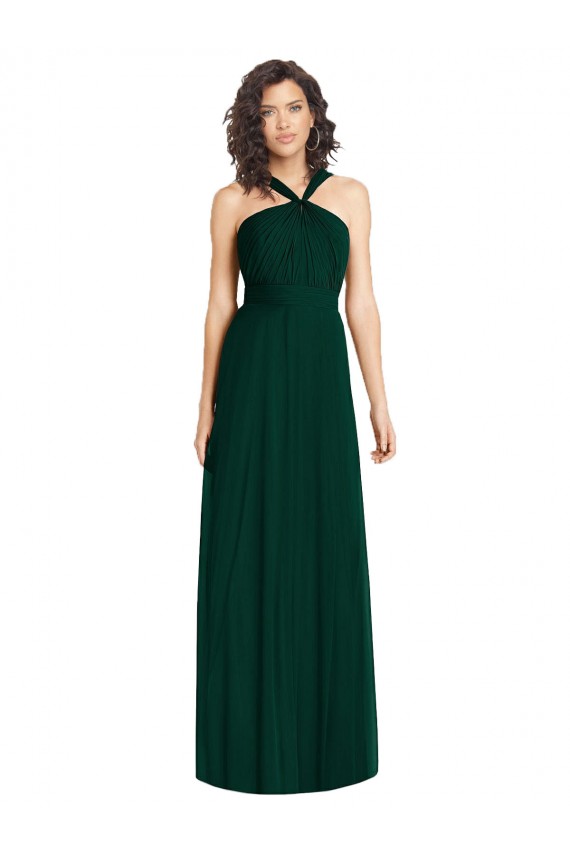 Soft Chiffon A-Line Long Sleeveless Ever Green Bridesmaid Dress Cairns