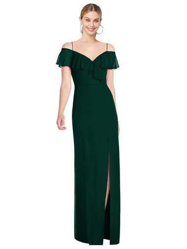 Soft Chiffon Trumpet Long Cold Shoulder Ever Green Evening Dresses Cairns