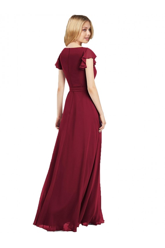 Lxue Chiffon A-Line Long Flutter Sleeves Bridesmaid Dress Cairns