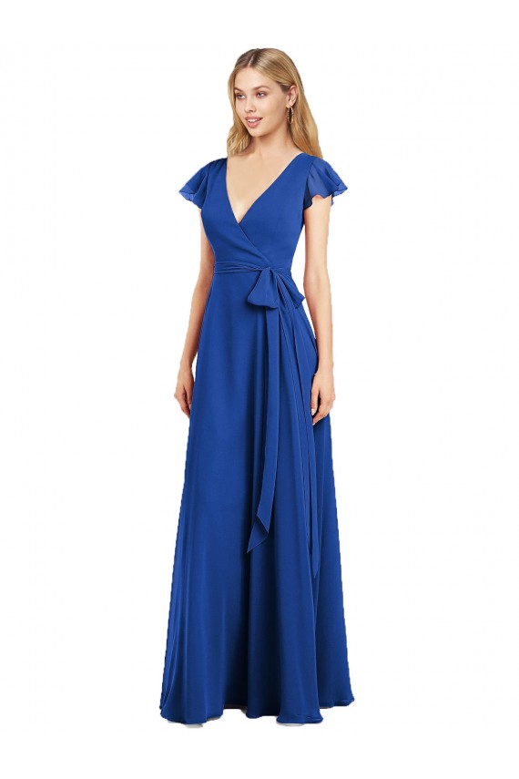 Lxue Chiffon A-Line Long Flutter Sleeves Bridesmaid Dress Cairns
