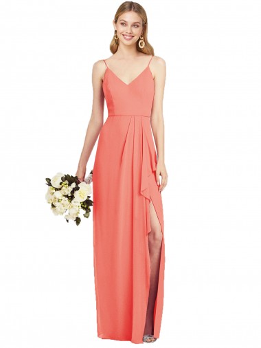 Soft Chiffon Trumpet Long Sleeveless Formal Dress / Bridesmaid Dress Cairns