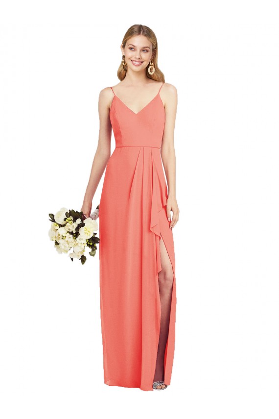 Soft Chiffon Trumpet Long Sleeveless Formal Dress / Bridesmaid Dress Cairns