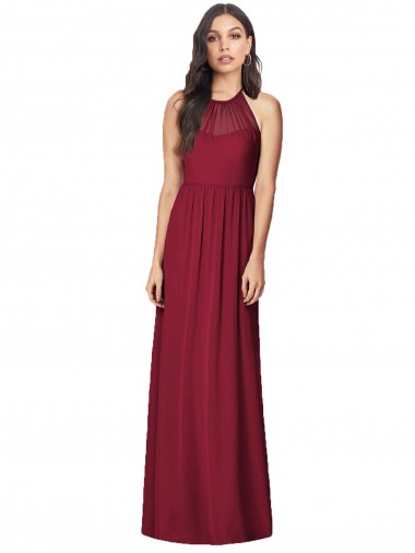 Soft Chiffon Trumpet Long Sleeveless Burgundy Bridesmaid Dresses Cairns