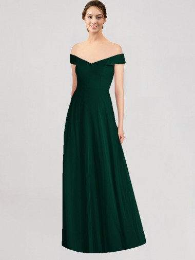 Soft Chiffon A-Line Long Sleeveless Ever Green Formal Dress / Bridesmaid Dress Cairns