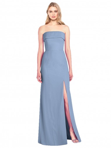 Soft Chiffon Trumpet Long Sleeveless Dusty Blue Bridesmaid Dresses Cairns