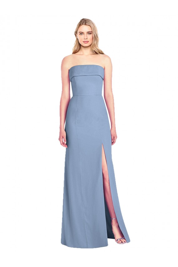 Soft Chiffon Trumpet Long Sleeveless Dusty Blue Bridesmaid Dresses Cairns