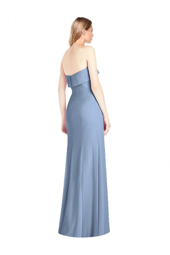 Soft Chiffon Trumpet Long Sleeveless Dusty Blue Bridesmaid Dresses Cairns