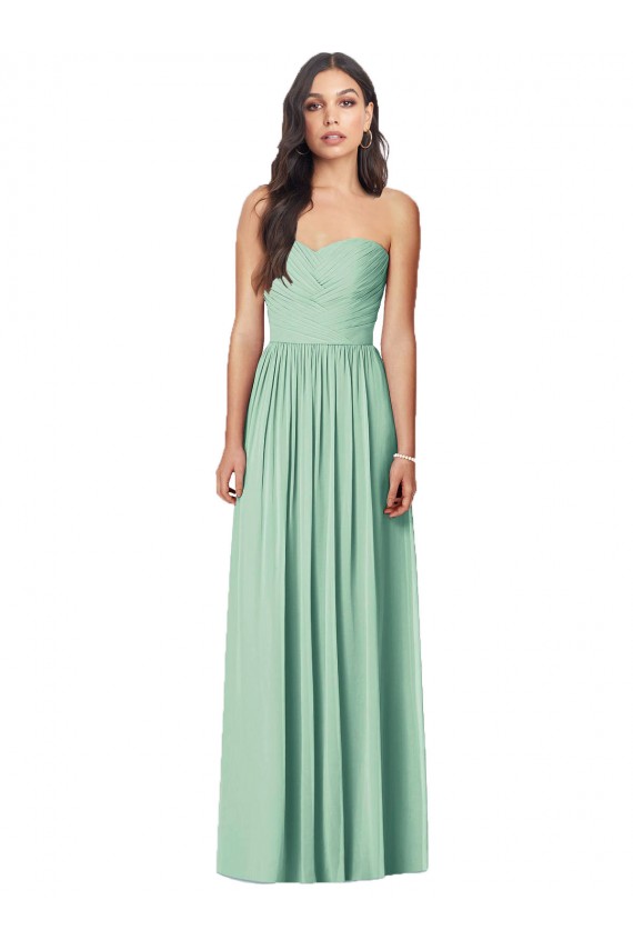 Soft Chiffon Trumpet Long Sleeveless Mint Green Bridesmaid Dress Cairns