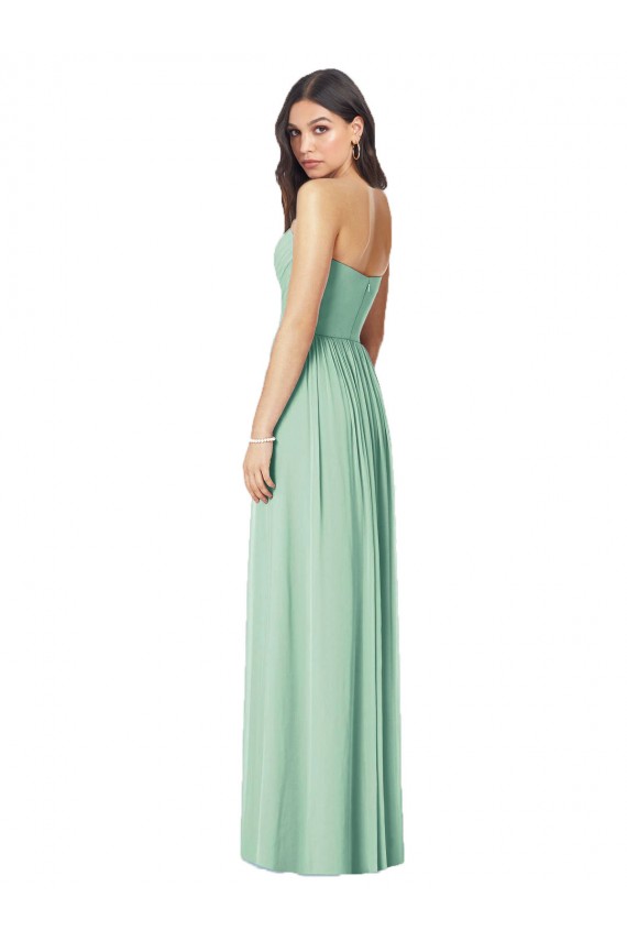 Soft Chiffon Trumpet Long Sleeveless Mint Green Bridesmaid Dress Cairns