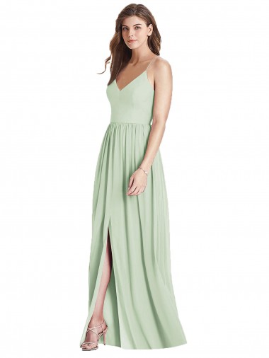 Soft Chiffon A-Line Long Sleeveless Criss Cross Back Semi Formal Evening Dress / Bridesmaid Dress Cairns