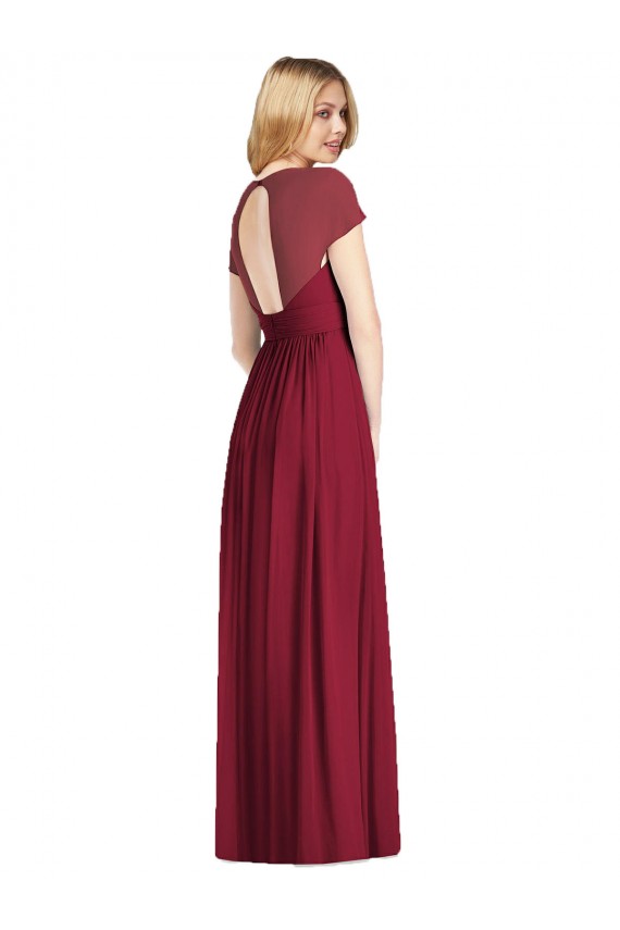 Soft Chiffon Trumpet Long Cap Sleeves Open Back Bridesmaid Dress Cairns