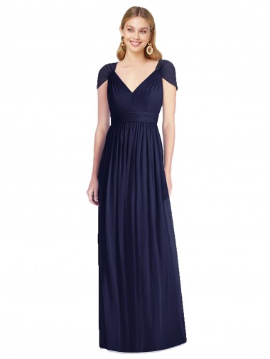 Soft Chiffon Trumpet Long Cap Sleeves Open Back Bridesmaid Dress Cairns