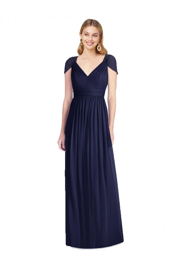Soft Chiffon Trumpet Long Cap Sleeves Open Back Bridesmaid Dress Cairns