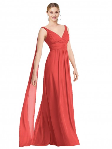 Soft Chiffon A-Line Long Sleeveless Firecracker Low Back Bridesmaid Dress Cairns