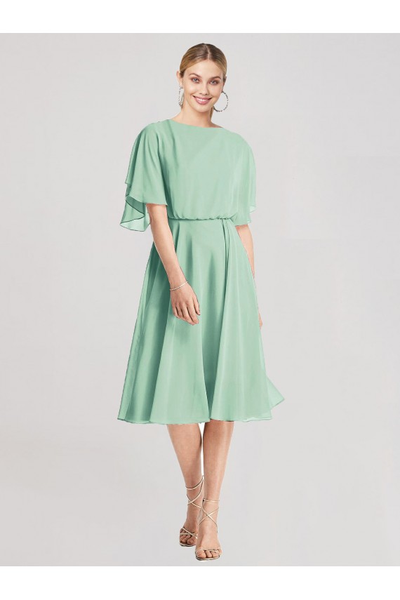 Soft Chiffon A-Line Knee Length Flutter Sleeves Open Back Bridesmaid Dress Cairns