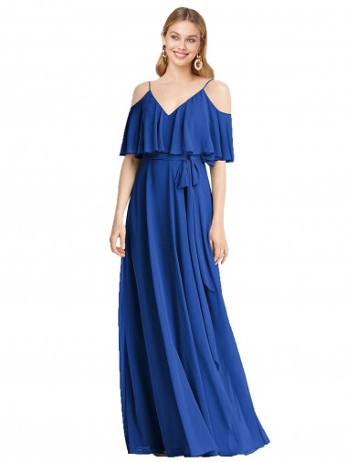 Chiffon A-Line Long Cold Shoulder Bridesmaid Dress Cairns