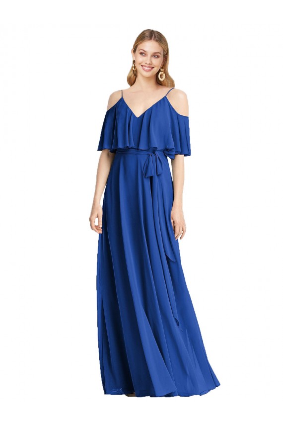 Chiffon A-Line Long Cold Shoulder Bridesmaid Dress Cairns
