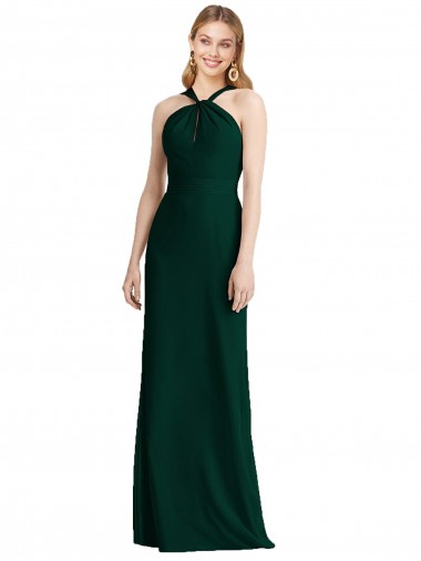 Soft Chiffon Trumpet Long Sleeveless Ever Green Bridesmaid Dress Cairns