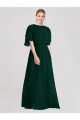 Soft Chiffon A-Line Long Flutter Sleeves Open Back Ever Green Bridesmaid Dresses Cairns