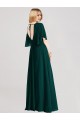 Soft Chiffon A-Line Long Flutter Sleeves Open Back Ever Green Bridesmaid Dresses Cairns