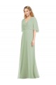 Soft Chiffon Trumpet Long Flutter Sleeves Bridesmaid Dress Cairns