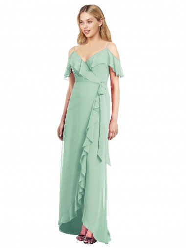 Soft Chiffon Trumpet Long Cold Shoulder High Low Bridesmaid Dress Cairns
