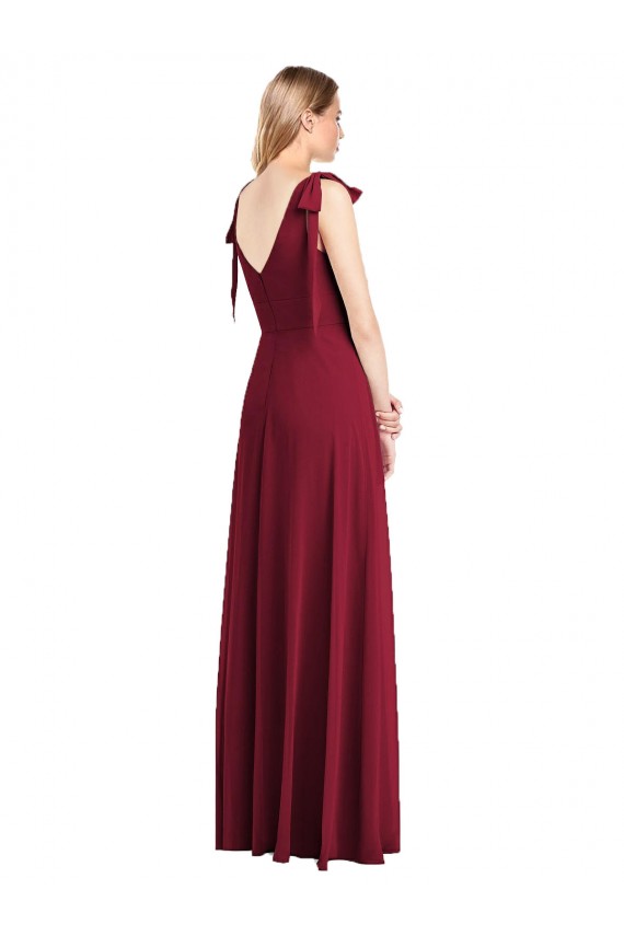 Soft Chiffon Trumpet Long Sleeveless V-Back Front Slit Bridesmaid Dresses Cairns