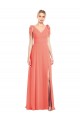 Soft Chiffon Trumpet Long Sleeveless V-Back Front Slit Bridesmaid Dresses Cairns