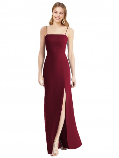 Soft Chiffon Trumpet Long Sleeveless Tie Back Front Slit Bridesmaid Dresses Cairns