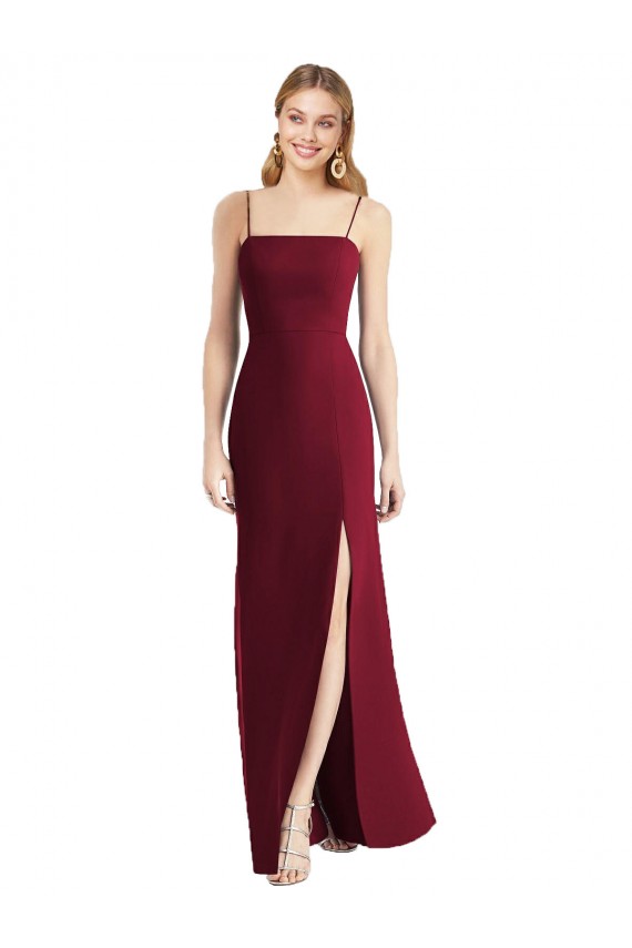 Soft Chiffon Trumpet Long Sleeveless Tie Back Front Slit Bridesmaid Dresses Cairns