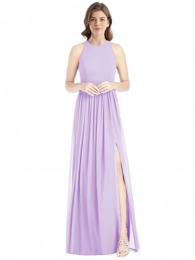 Soft Chiffon A-Line Long Sleeveless Lilac Bridesmaid Dresses Cairns
