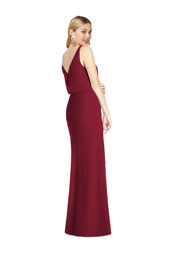 Soft Chiffon Mermaid Long Sleeveless V-Back Front Slit Bridesmaid Dresses Cairns