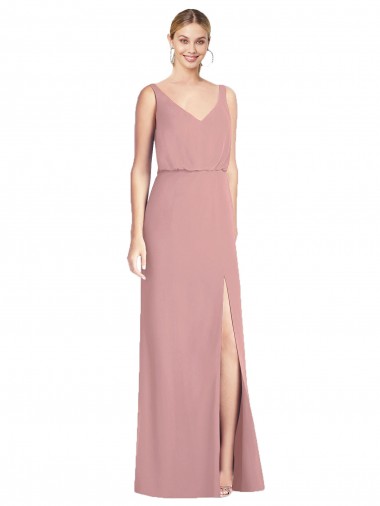 Soft Chiffon Mermaid Long Sleeveless V-Back Front Slit Bridesmaid Dresses Cairns