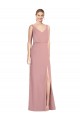 Soft Chiffon Mermaid Long Sleeveless V-Back Front Slit Bridesmaid Dresses Cairns