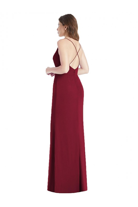 Soft Chiffon Mermaid Long Sleeveless Criss Cross Back Bridesmaid Dress Cairns