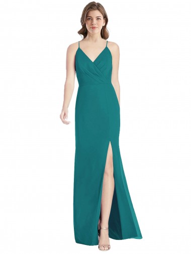 Soft Chiffon Mermaid Long Sleeveless Criss Cross Back Bridesmaid Dress Cairns