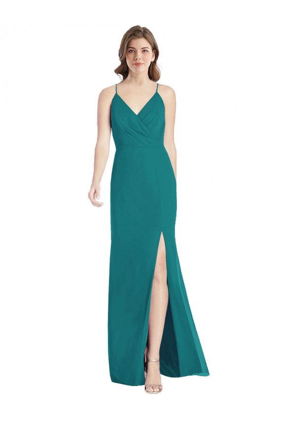 Soft Chiffon Mermaid Long Sleeveless Criss Cross Back Bridesmaid Dress Cairns
