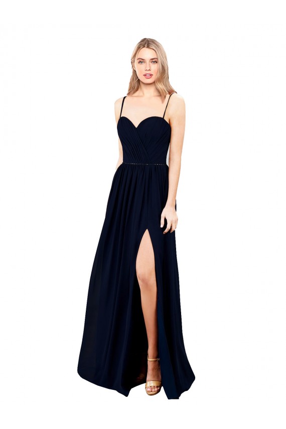 Soft Chiffon A-Line Long Sleeveless High Slit Evening Dresses Cairns