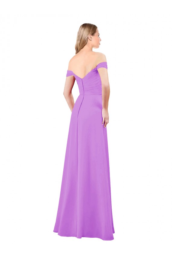 Soft Chiffon A-Line Long Sleeveless Violet Bridesmaid Gowns Cairns