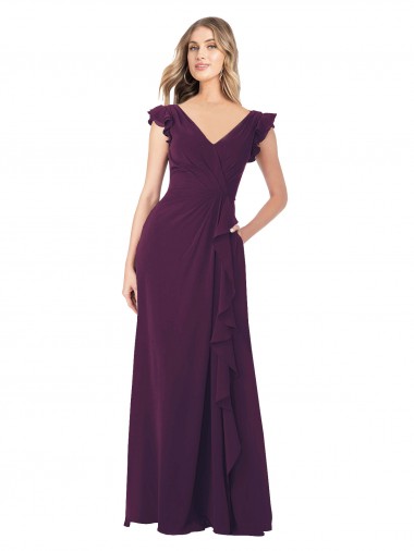 Soft Chiffon A-Line Cap Sleeves Grape Formal Dress / Bridesmaid Dress Cairns