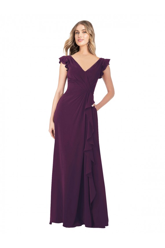 Soft Chiffon A-Line Cap Sleeves Grape Formal Dress / Bridesmaid Dress Cairns