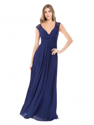 Soft Chiffon A-Line Long Cap Sleeves Keyhole Back Bridesmaid Dress Cairns